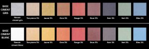 nuancier de colorants pour béton
