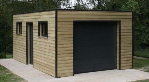 garage en bois à toit plat